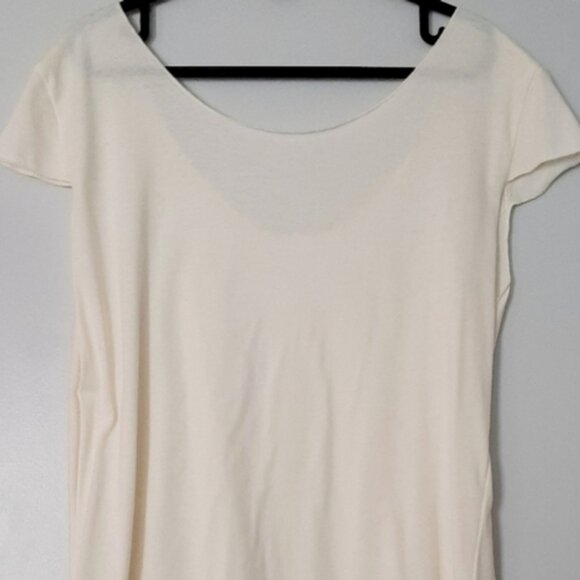 THREADLESS - NWOT 100% Cotton Scoop Neck Cap Sleeve T-Shirt Light Top Ivory Sz M - Picture 9 of 16